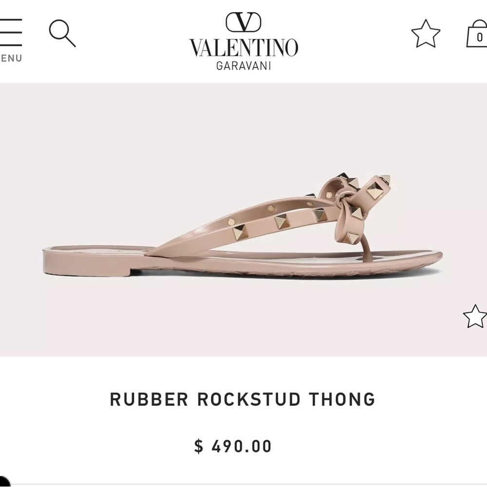 Valentino Rubber rockstud flip flops - tan size 6
